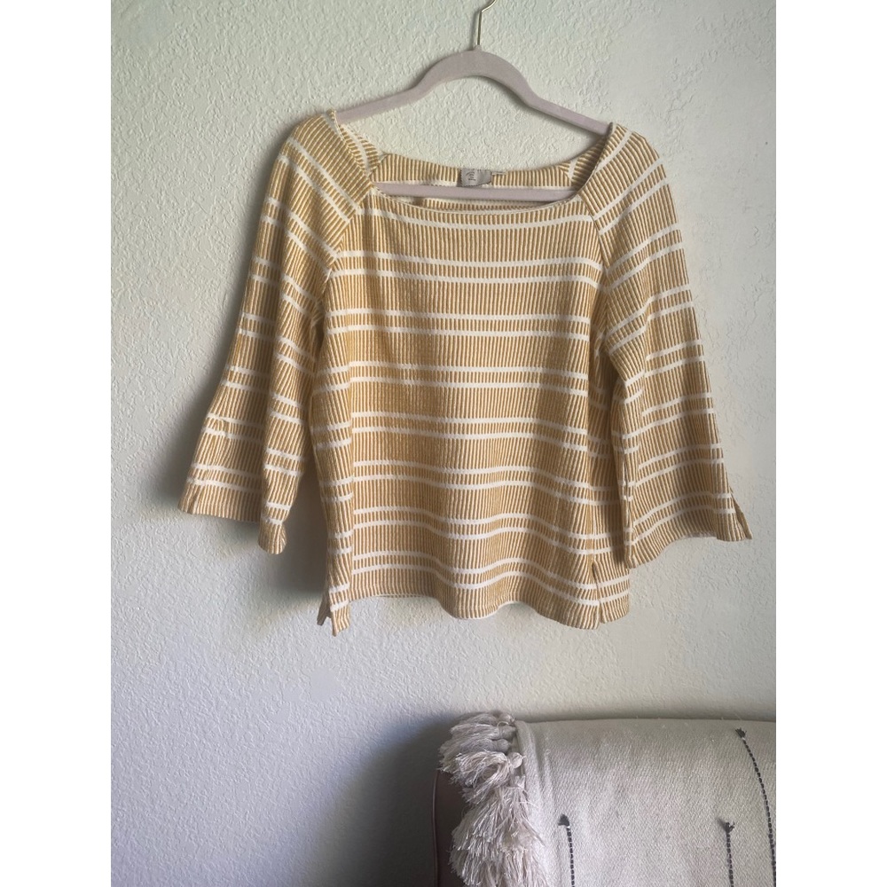 Anthropologie postmark yellow striped blouse
